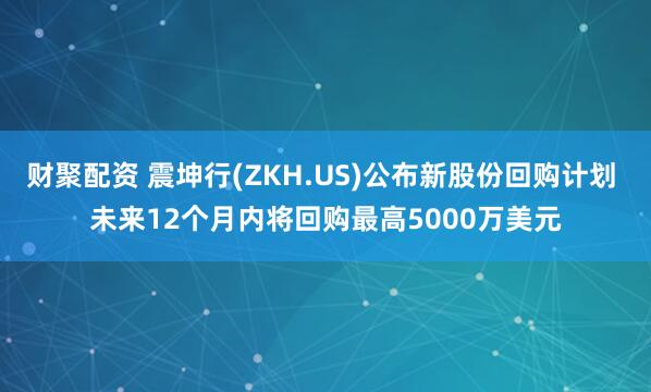 财聚配资 震坤行(ZKH.US)公布新股份回购计划 未来12个月内将回购最高5000万美元