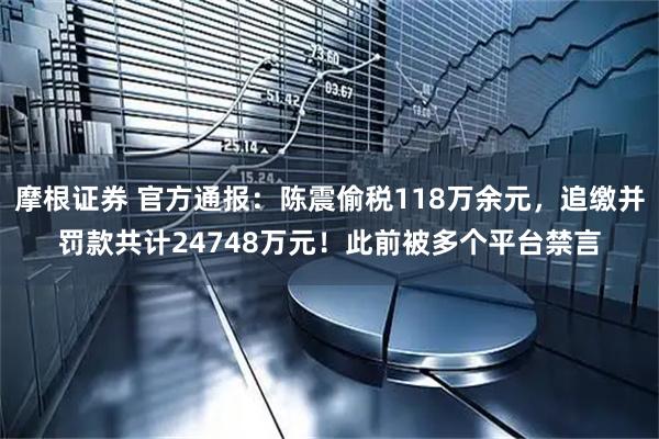 摩根证券 官方通报:陈震偷税118万余元,追缴并罚款共计24748万元!此前被多个平台禁言