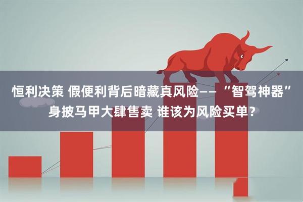 恒利决策 假便利背后暗藏真风险—— “智驾神器”身披马甲大肆售卖 谁该为风险买单?